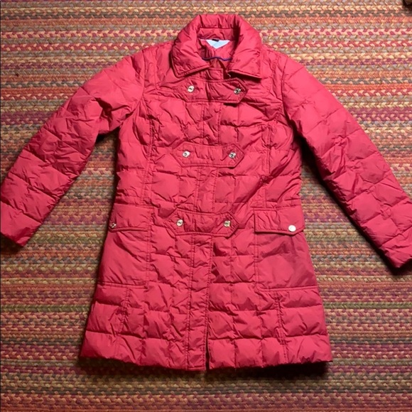 Tommy Hilfiger Jackets & Blazers - RED TOMMY HILFIGER LONG PUFFER JACKET SNAP